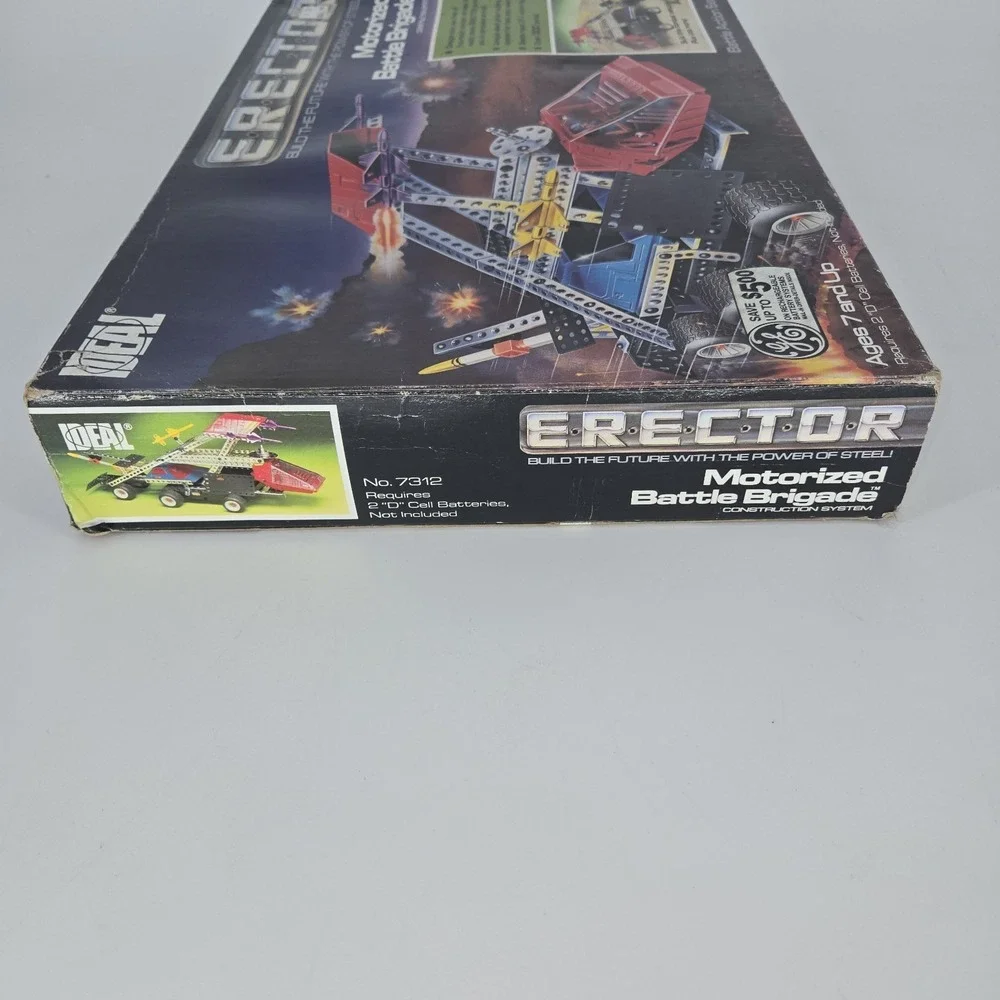 Vintage Ideal Erector Motorized Battle Brigade Set 1981 Box Manual Parts Lot USA